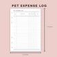 B6 Inserts - Pet Expense Log