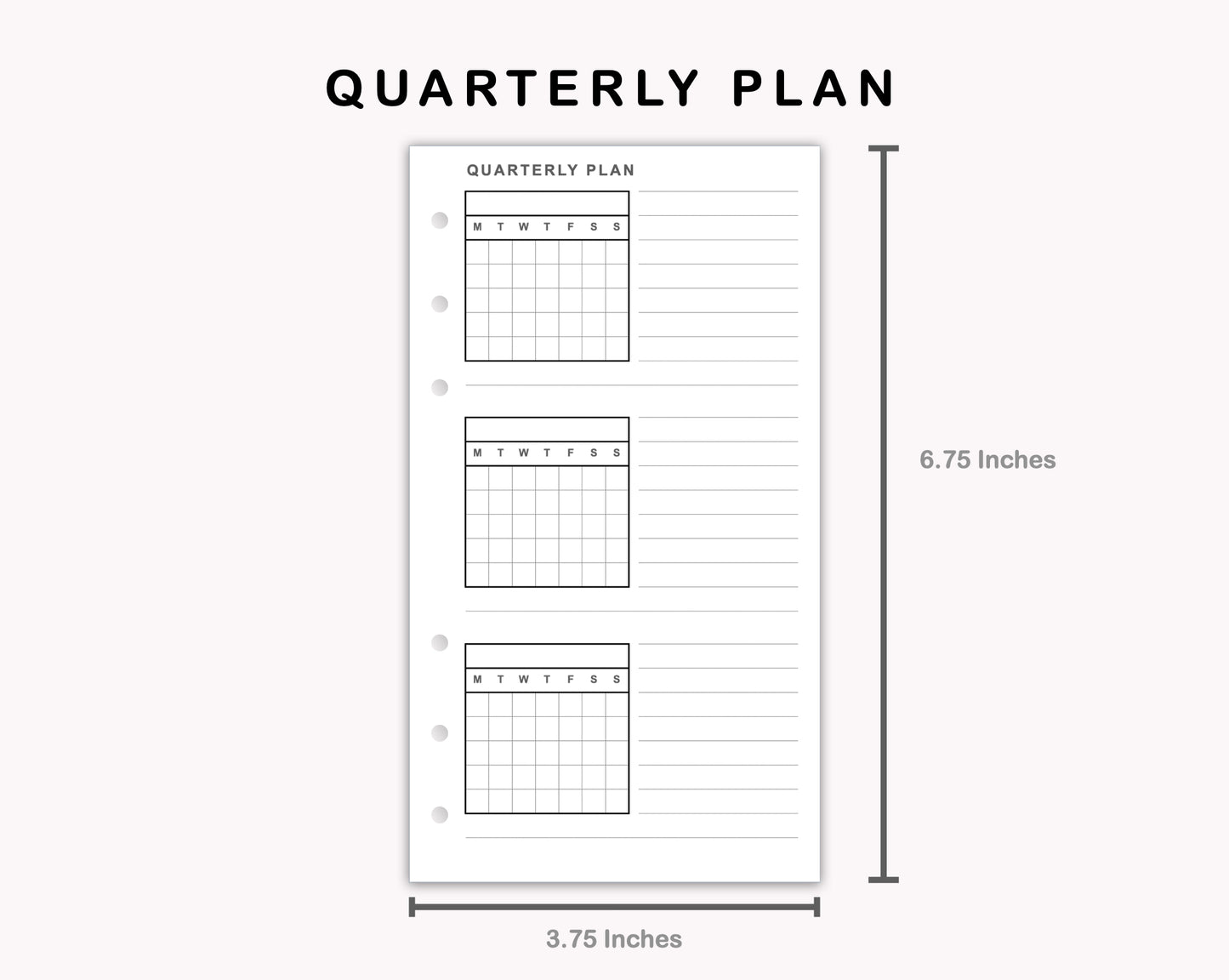 Personal Inserts - Quarterly Plan with Calendar