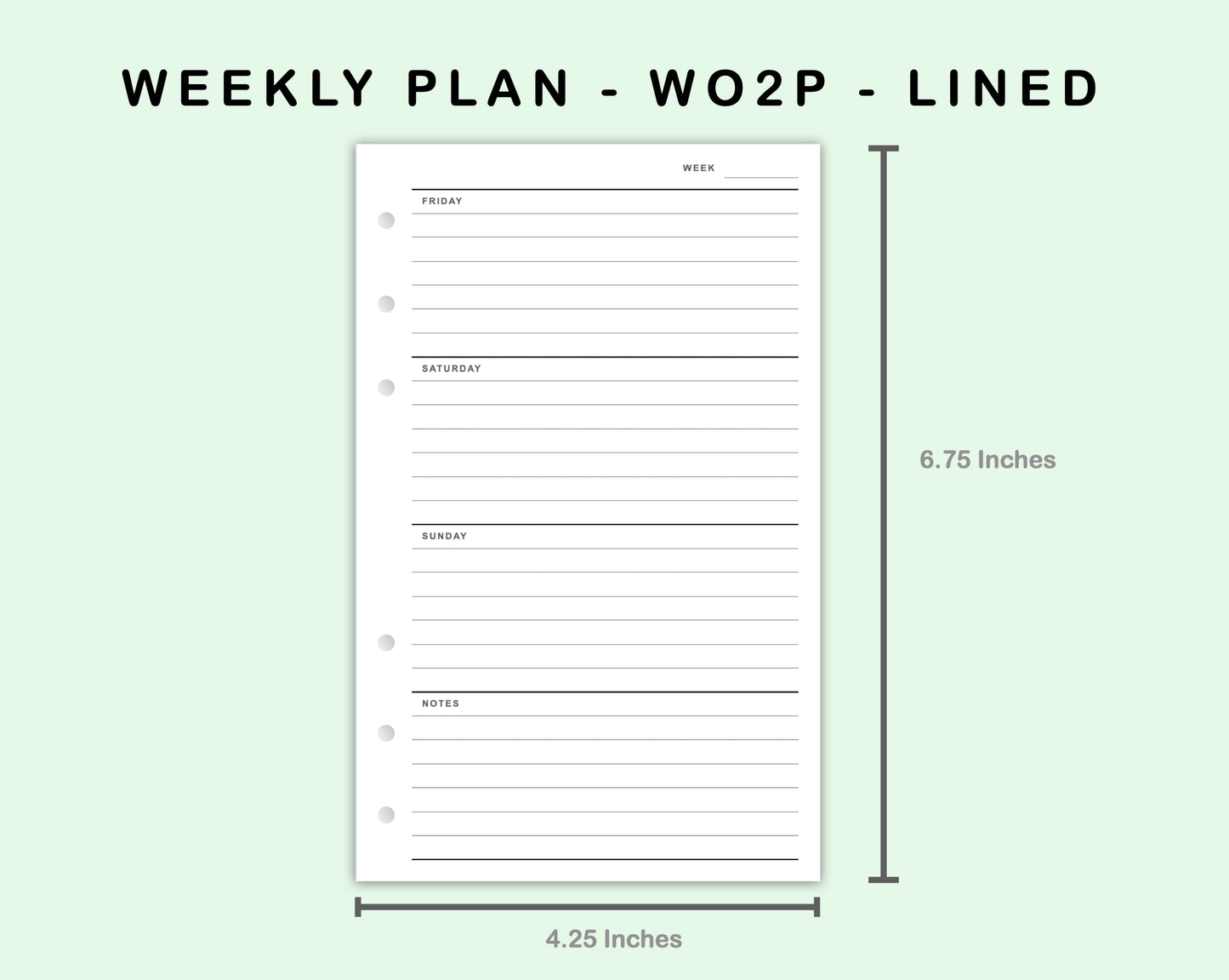 FC Compact Inserts - Weekly Plan - WO2P - Lined