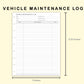 Classic HP Inserts - Vehicle Maintenance Log