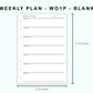Personal Wide Inserts - Weekly Plan - WO1P - Blank