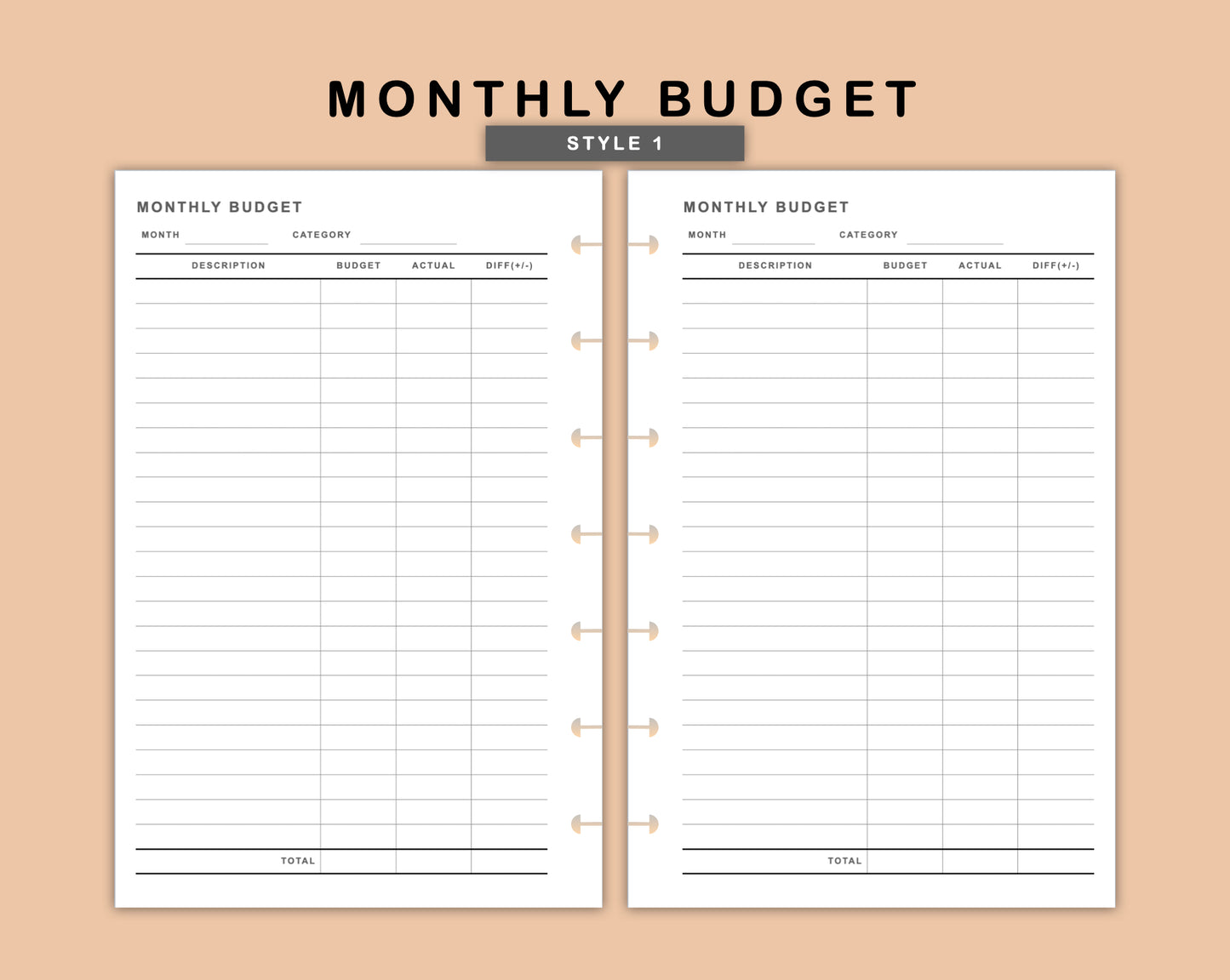 Mini Happy Planner Inserts - Monthly Budget