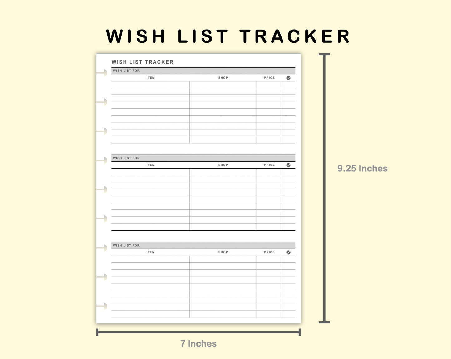 Classic HP Inserts - Wish List Tracker by Wish List For