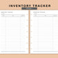 Mini Happy Planner Inserts - Inventory Tracker