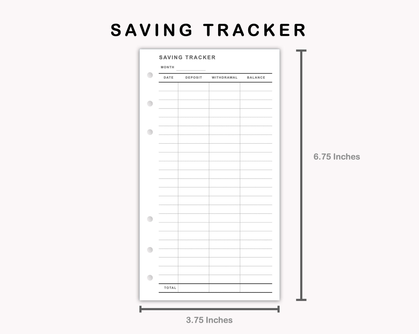 Personal Inserts - Saving Tracker