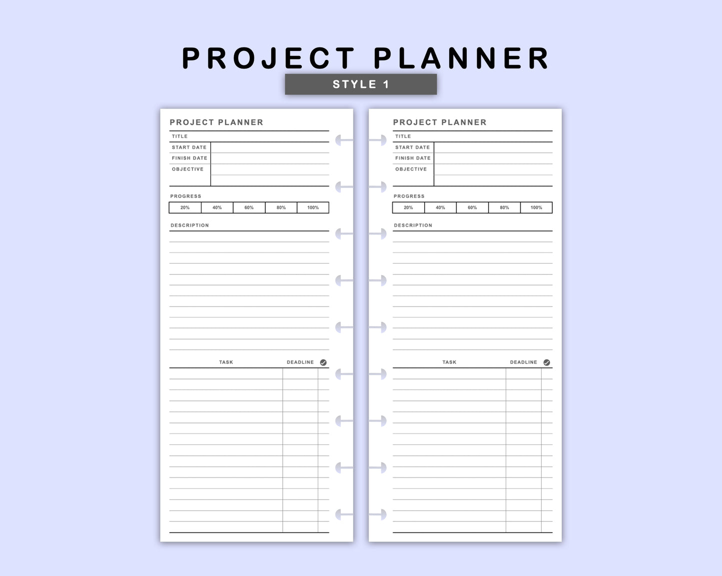 Skinny Classic HP Inserts - Project Planner