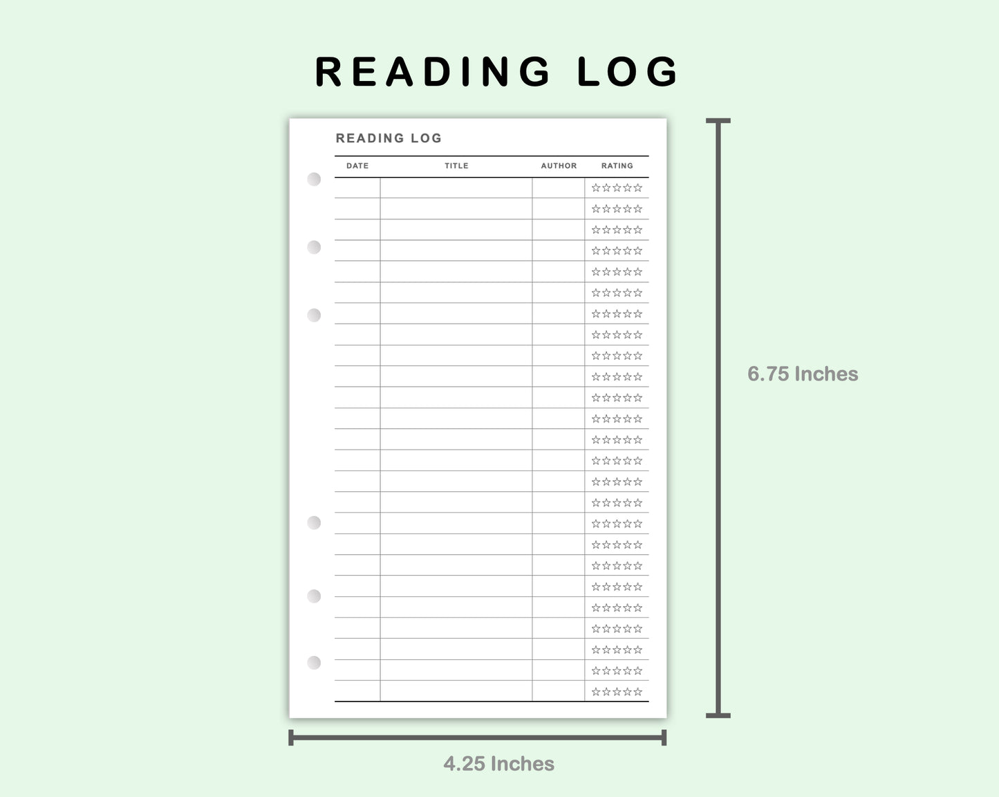 FC Compact Inserts - Reading Log
