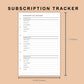Mini Happy Planner Inserts - Subscription Tracker
