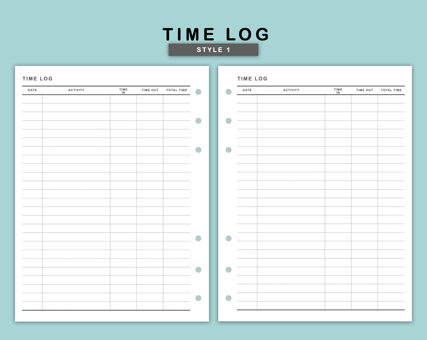 B6 Wide Inserts - Time Log