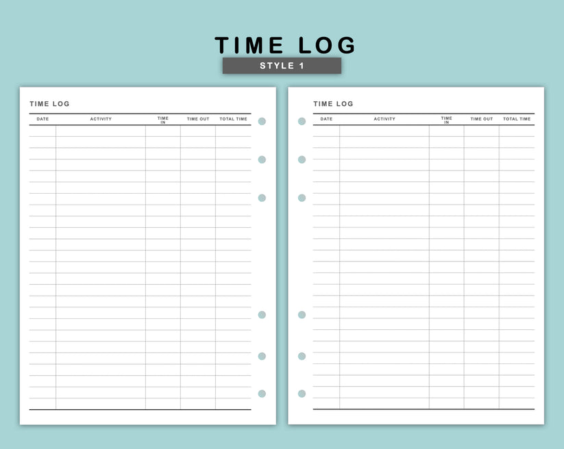 B6 Wide Inserts - Time Log – kjunstudio