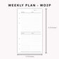 Personal Inserts - Weekly Plan - WO2P - with Calendar