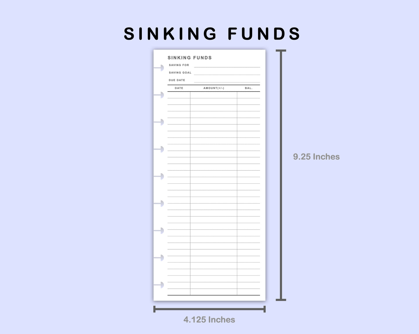 Skinny Classic HP Inserts - Sinking Funds