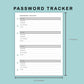 B6 Wide Inserts - Password Tracker