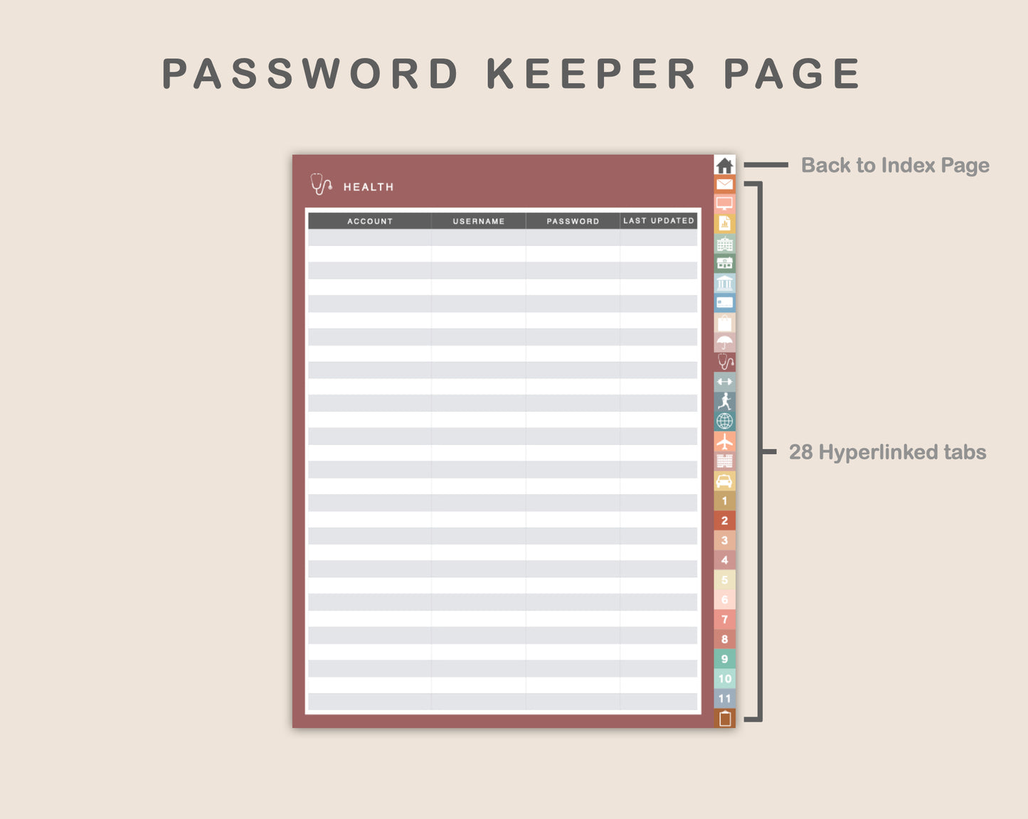 Digital Password Keeper Table - Boho