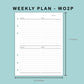 B6 Wide Inserts - Weekly Plan - WO2P - with Calendar