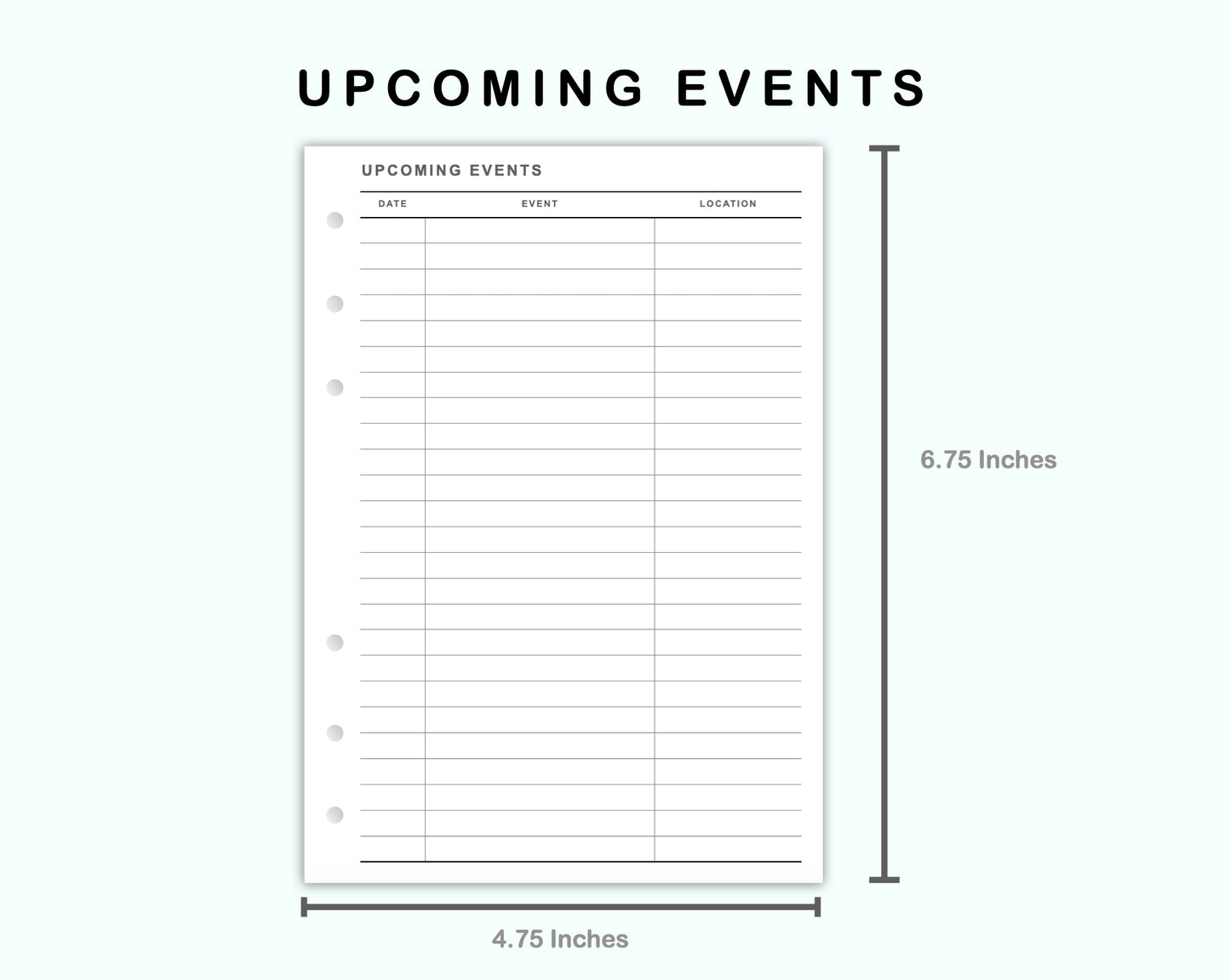 Personal Wide Inserts - Upcoming Event