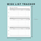 B6 Wide Inserts - Wish List Tracker by Wish List For