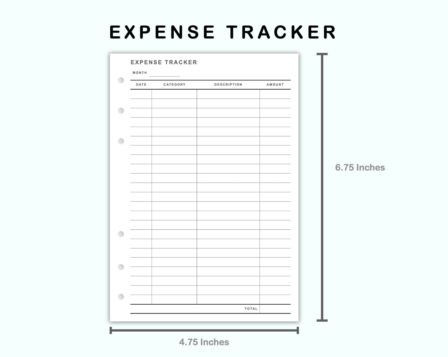 Personal Wide Inserts - Income and Expense Tracker