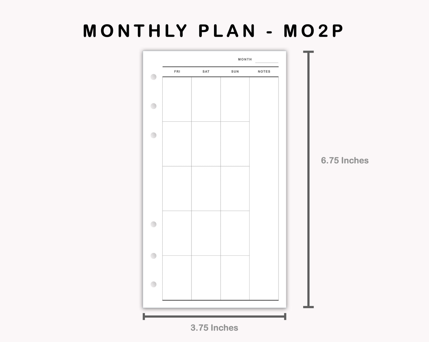 Personal Inserts - Monthly Plan - MO2P