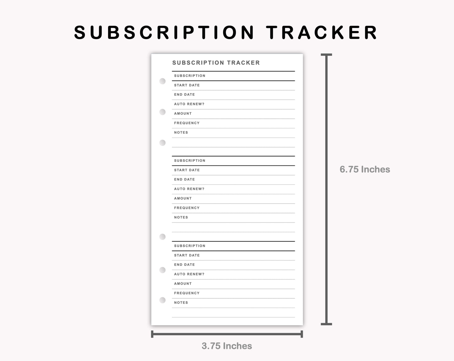 Personal Inserts - Subscription Tracker
