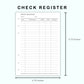 Personal Wide Inserts - Check Register
