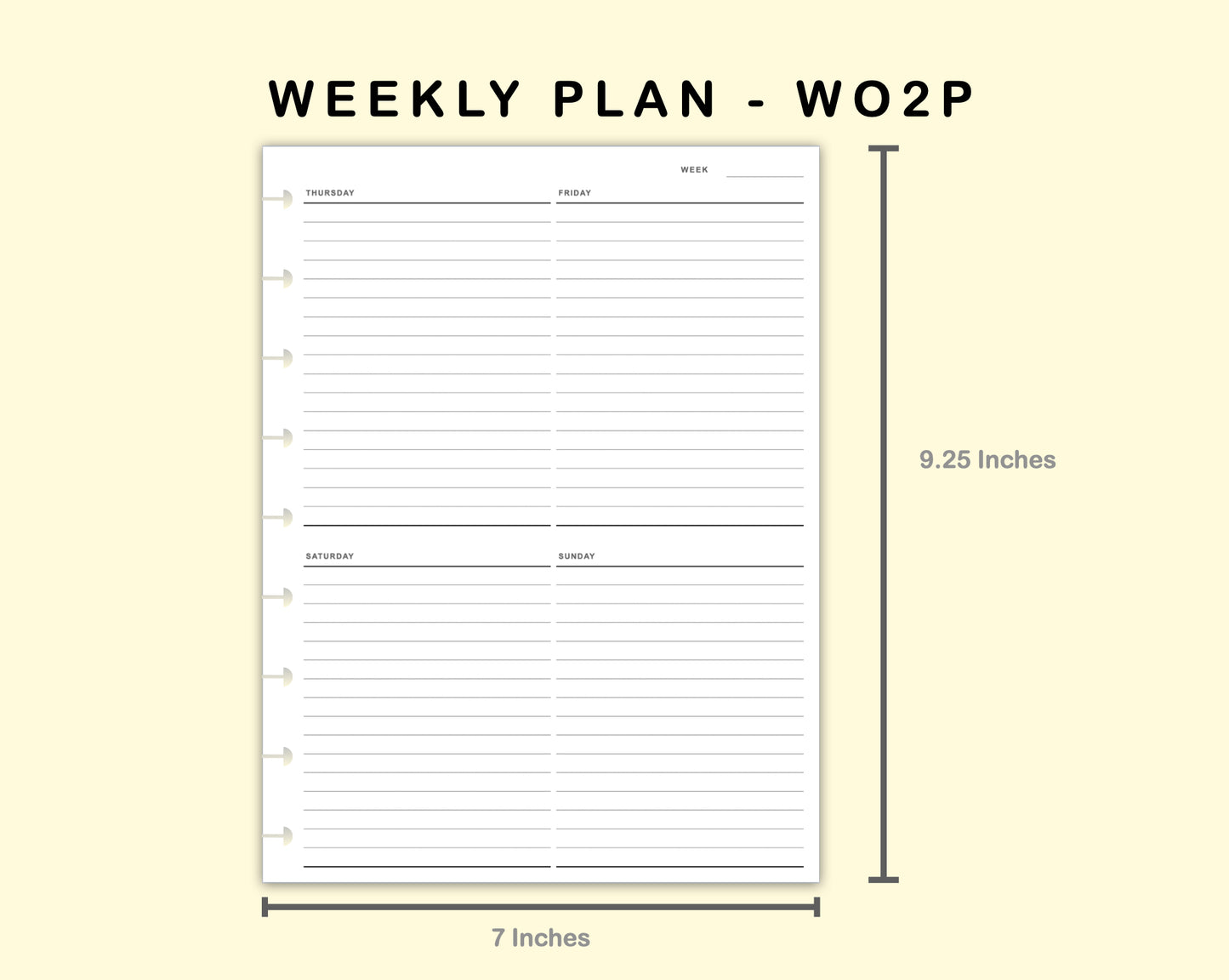 Classic HP Inserts - Weekly Plan - WO2P - with Calendar
