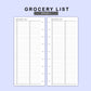 Skinny Classic HP Inserts - Grocery List