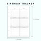 Personal Wide Inserts - Birthday Tracker