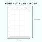 Personal Wide Inserts - Monthly Plan - MO2P