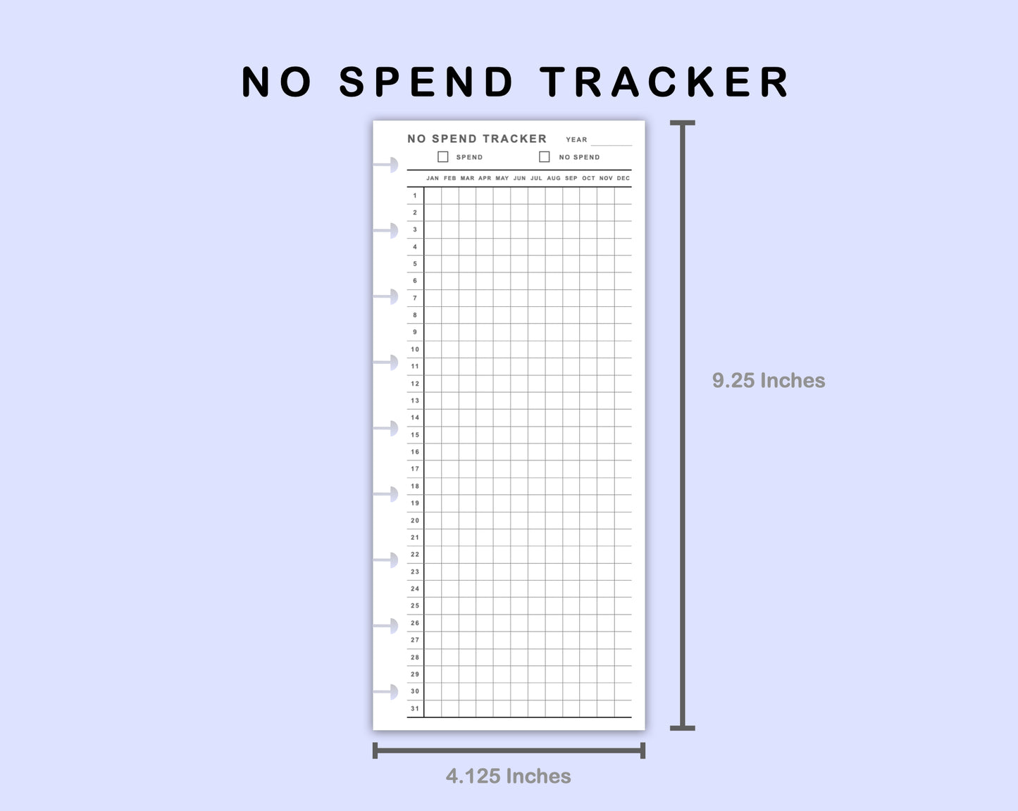 Skinny Classic HP Inserts - No Spend Tracker
