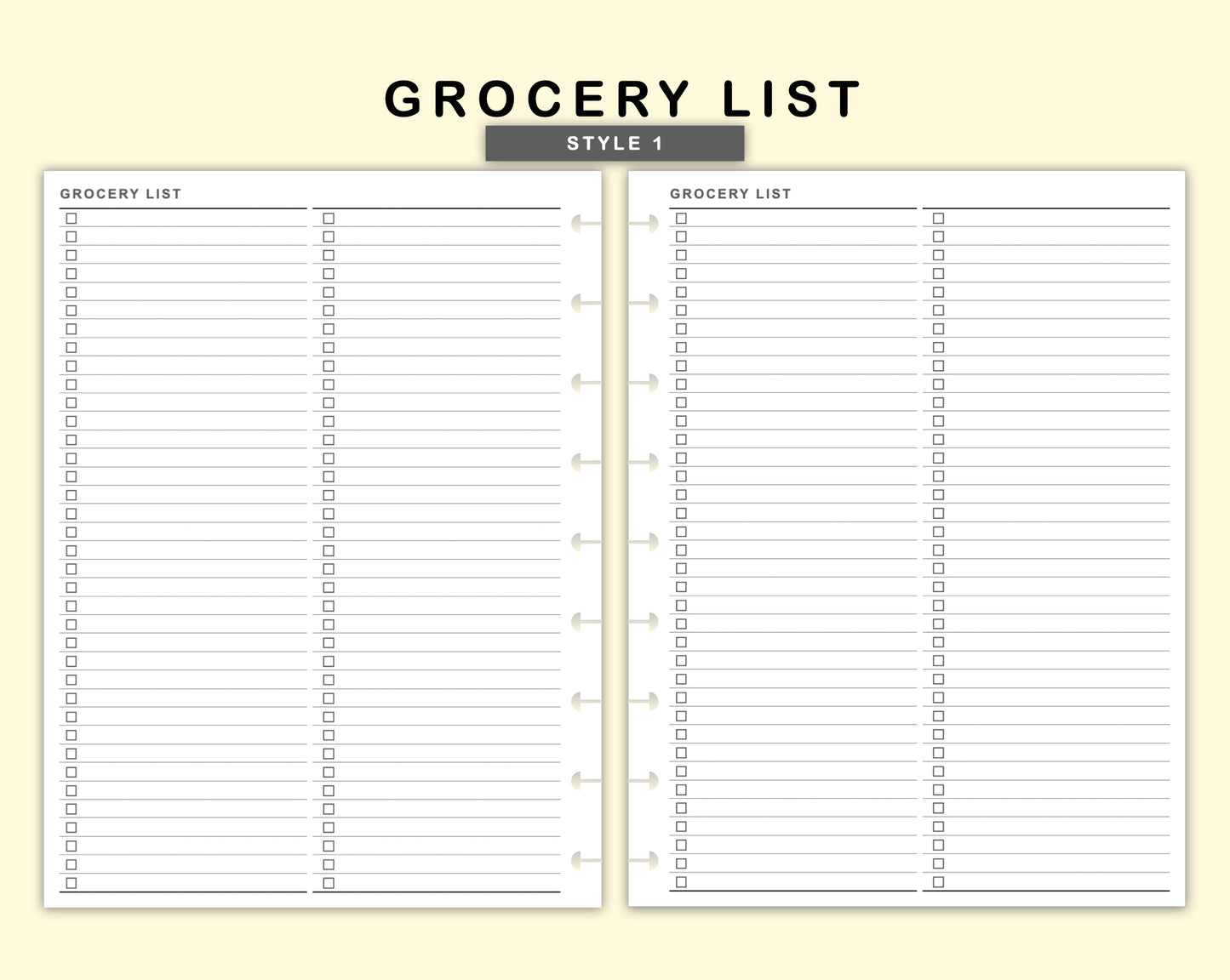 Classic HP Inserts - Grocery List
