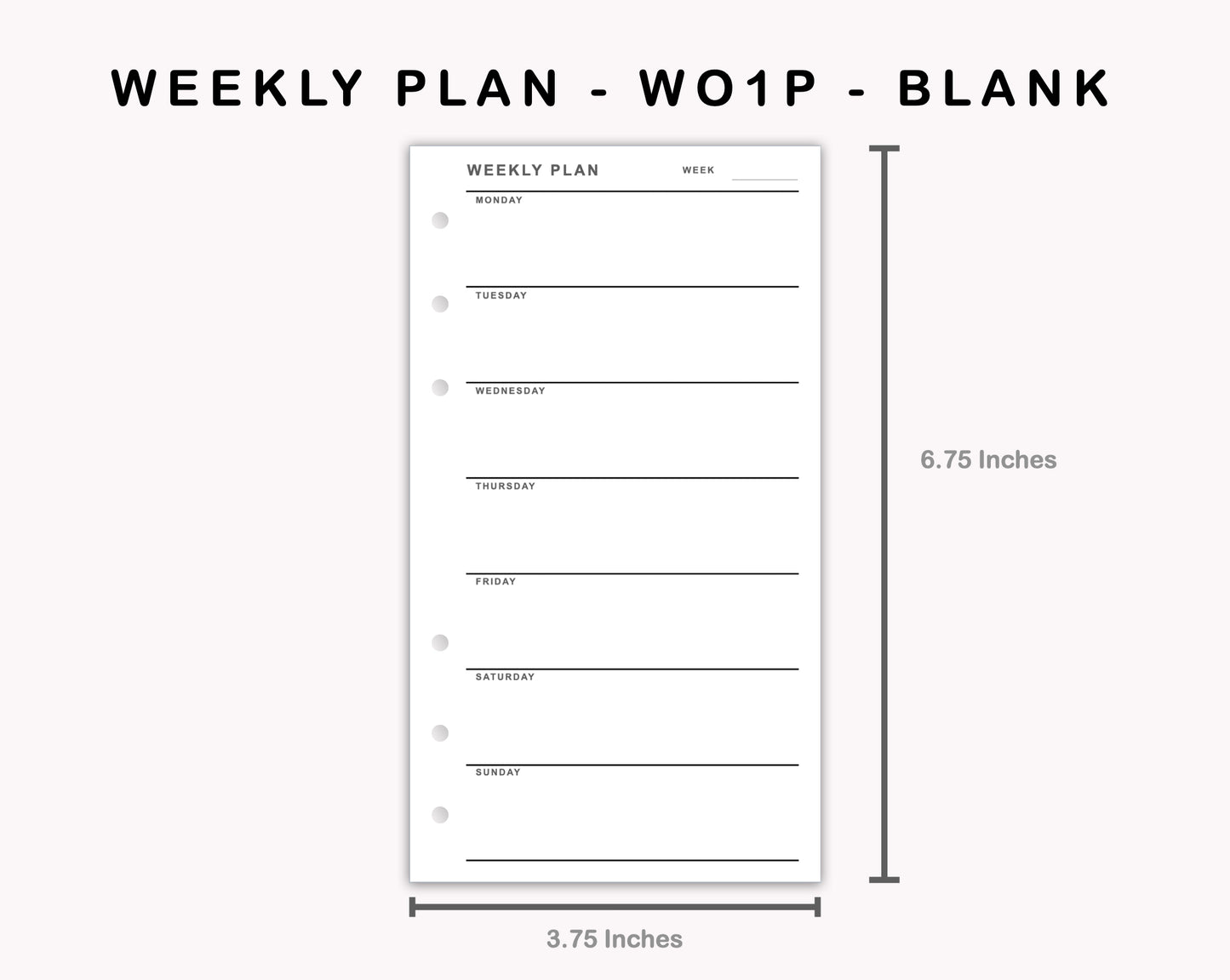 Personal Inserts - Weekly Plan - WO1P - Blank