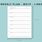 B6 Wide Inserts - Weekly Plan - WO1P - Lined