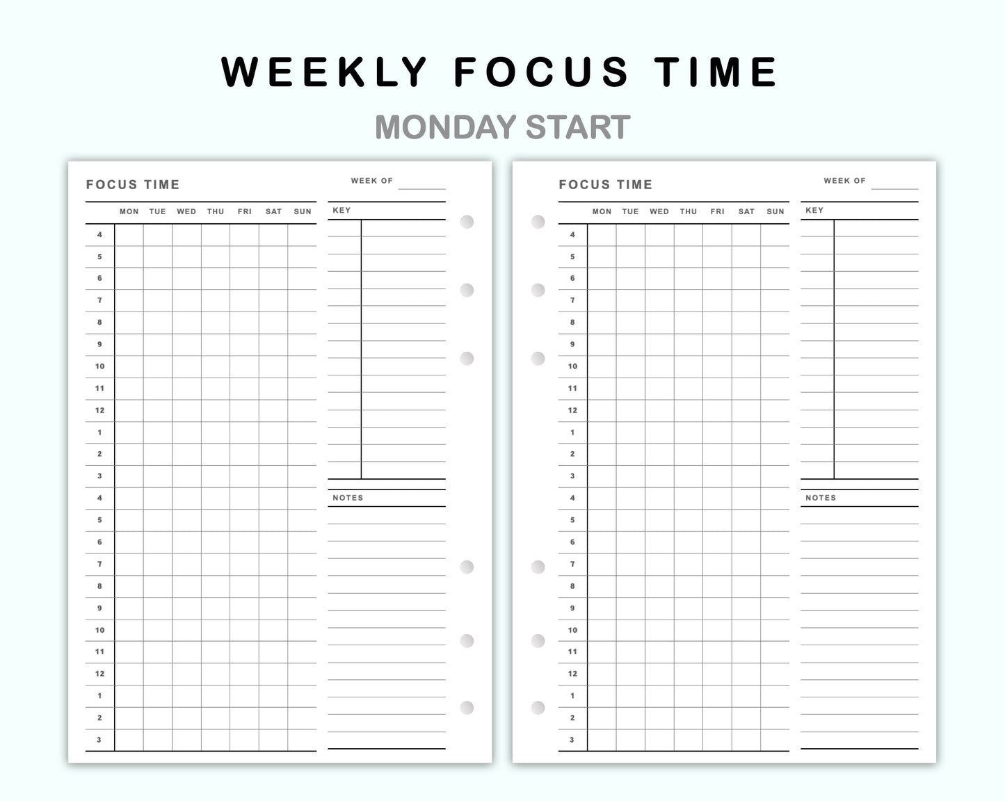 Personal Wide Inserts - Weekly Focus Time