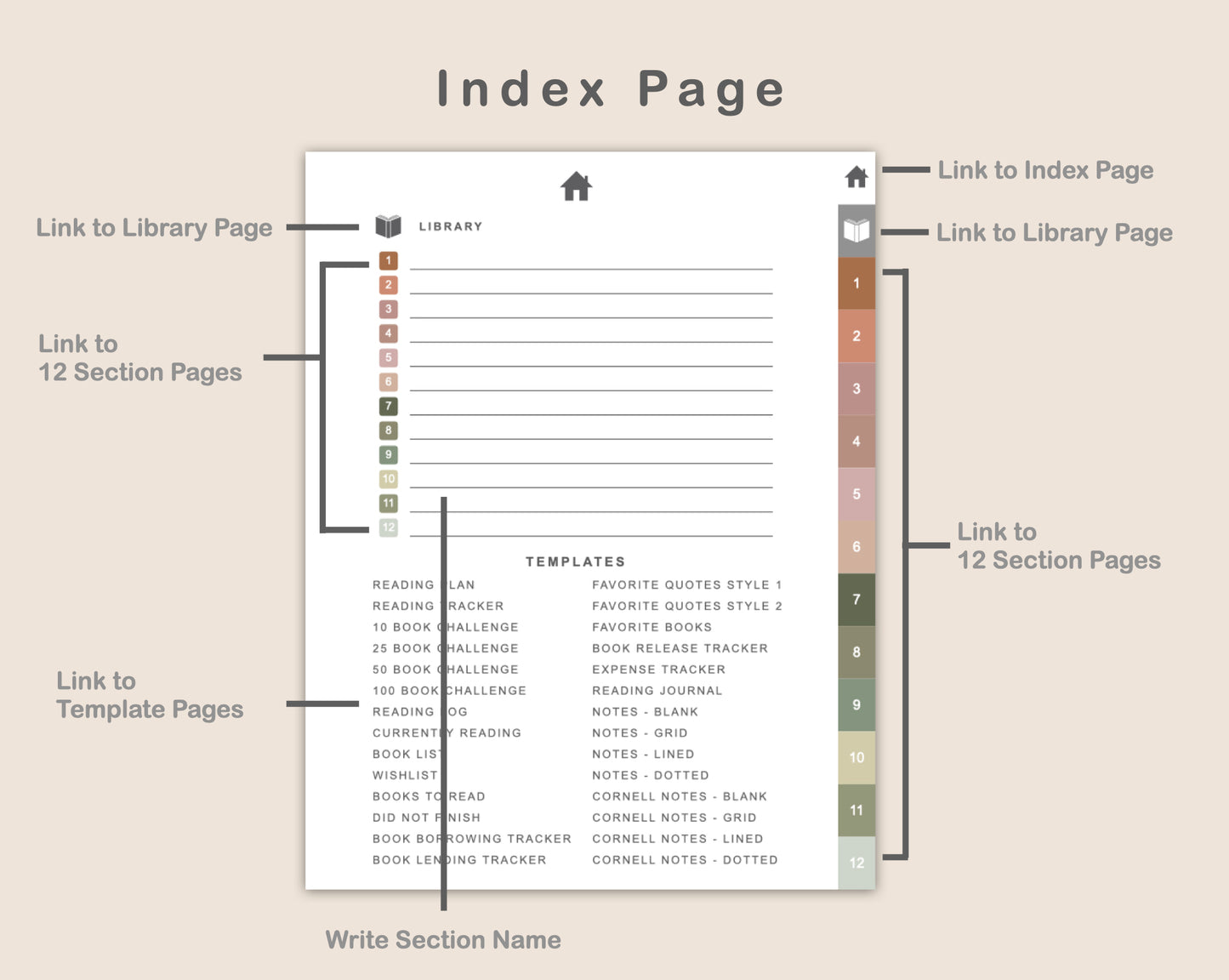 Digital Reading Planner - Portrait - Neutral