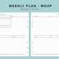 B6 Wide Inserts - Weekly Plan - WO2P - with Calendar