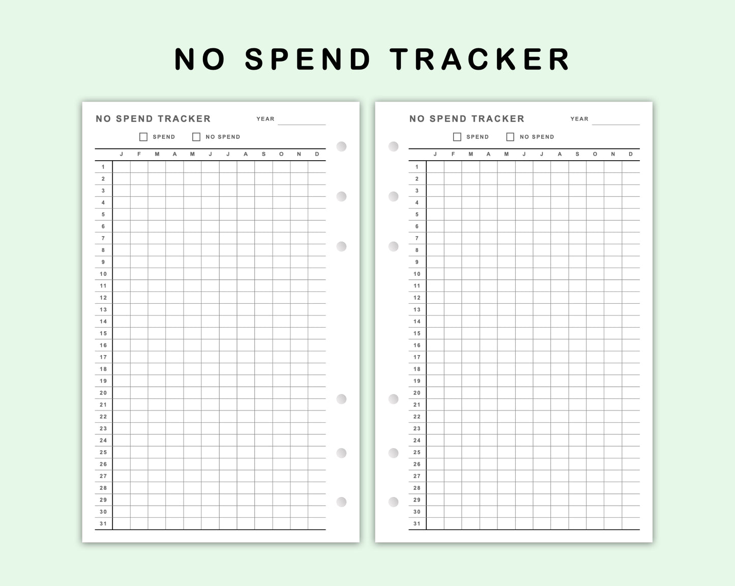 FC Compact Inserts - No Spend Tracker