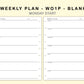 Classic HP Inserts - Weekly Plan - WO1P - Blank
