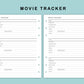 B6 Wide Inserts - Movie Tracker