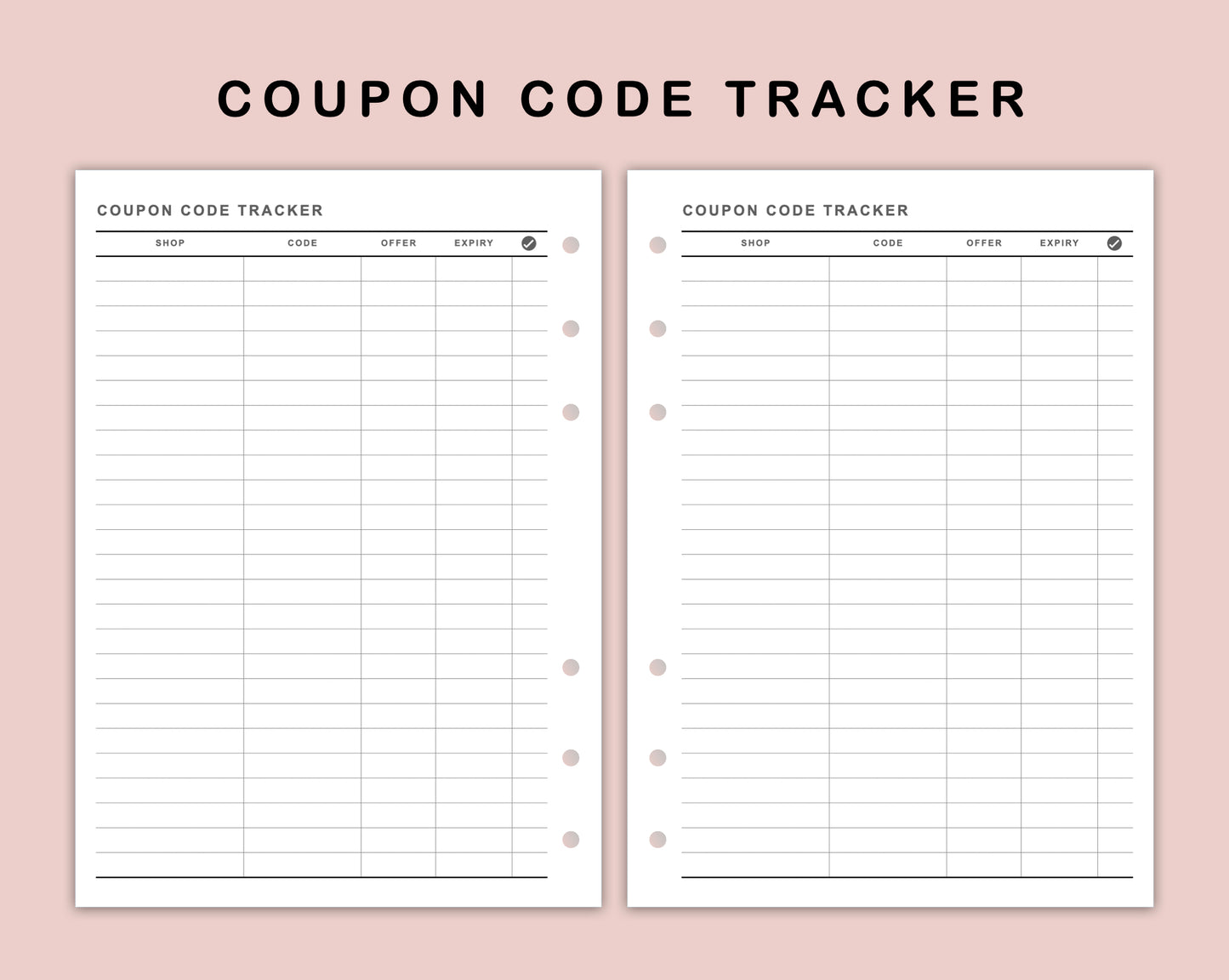 B6 Inserts - Coupon Code Tracker