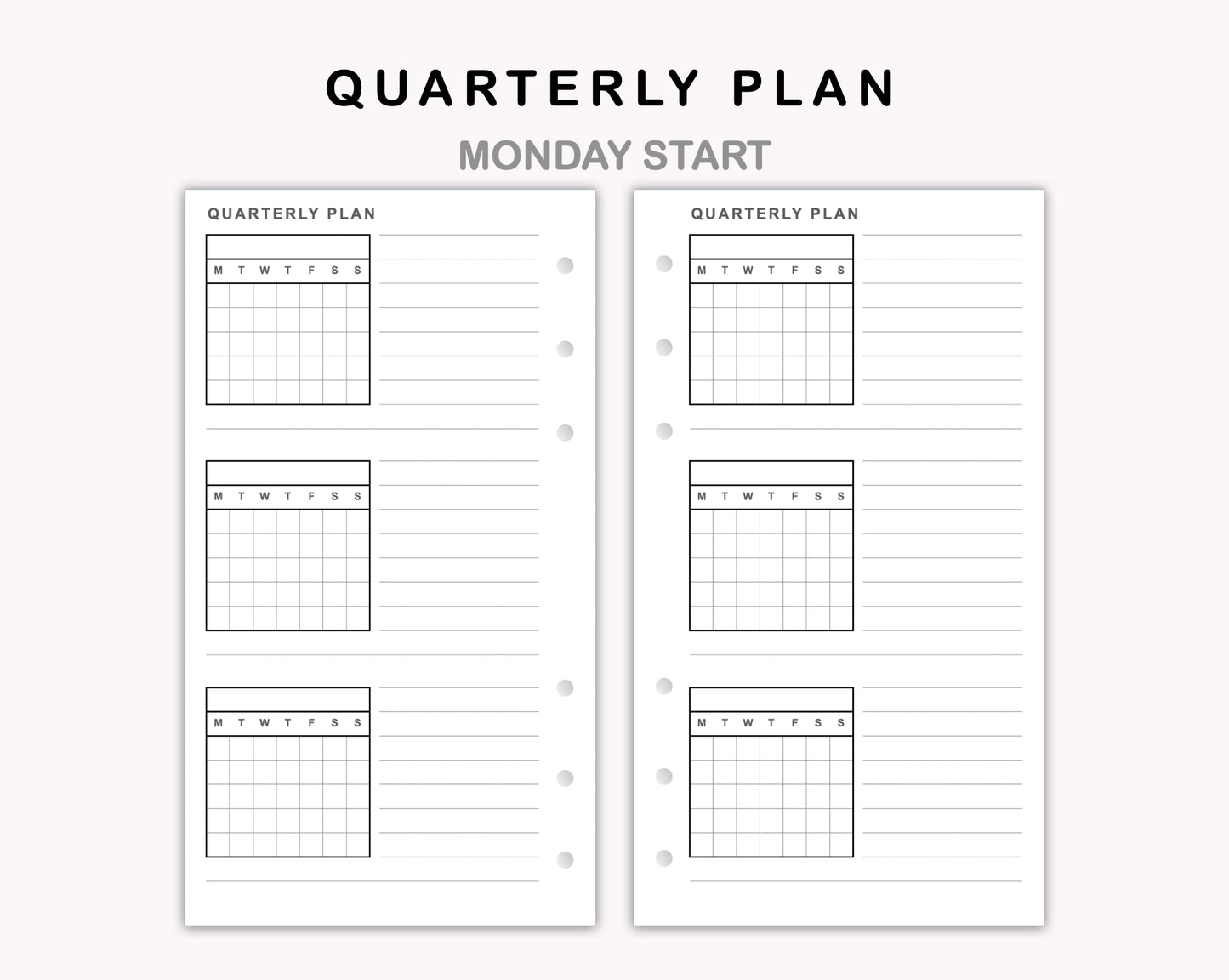 Personal Inserts - Quarterly Plan with Calendar