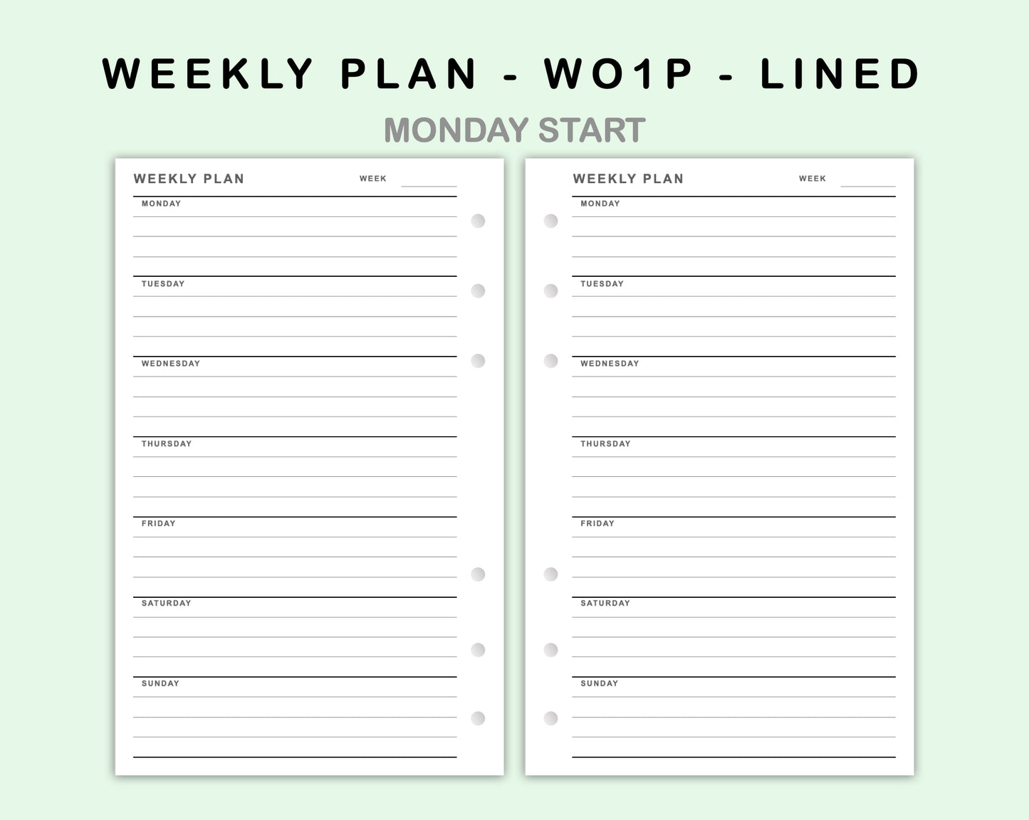 FC Compact Inserts - Weekly Plan - WO1P - Lined