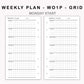 Personal Inserts - Weekly Plan - WO1P - Grid