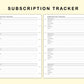 Classic HP Inserts - Subscription Tracker