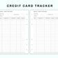 Personal Wide Inserts - Credit Card Tracker