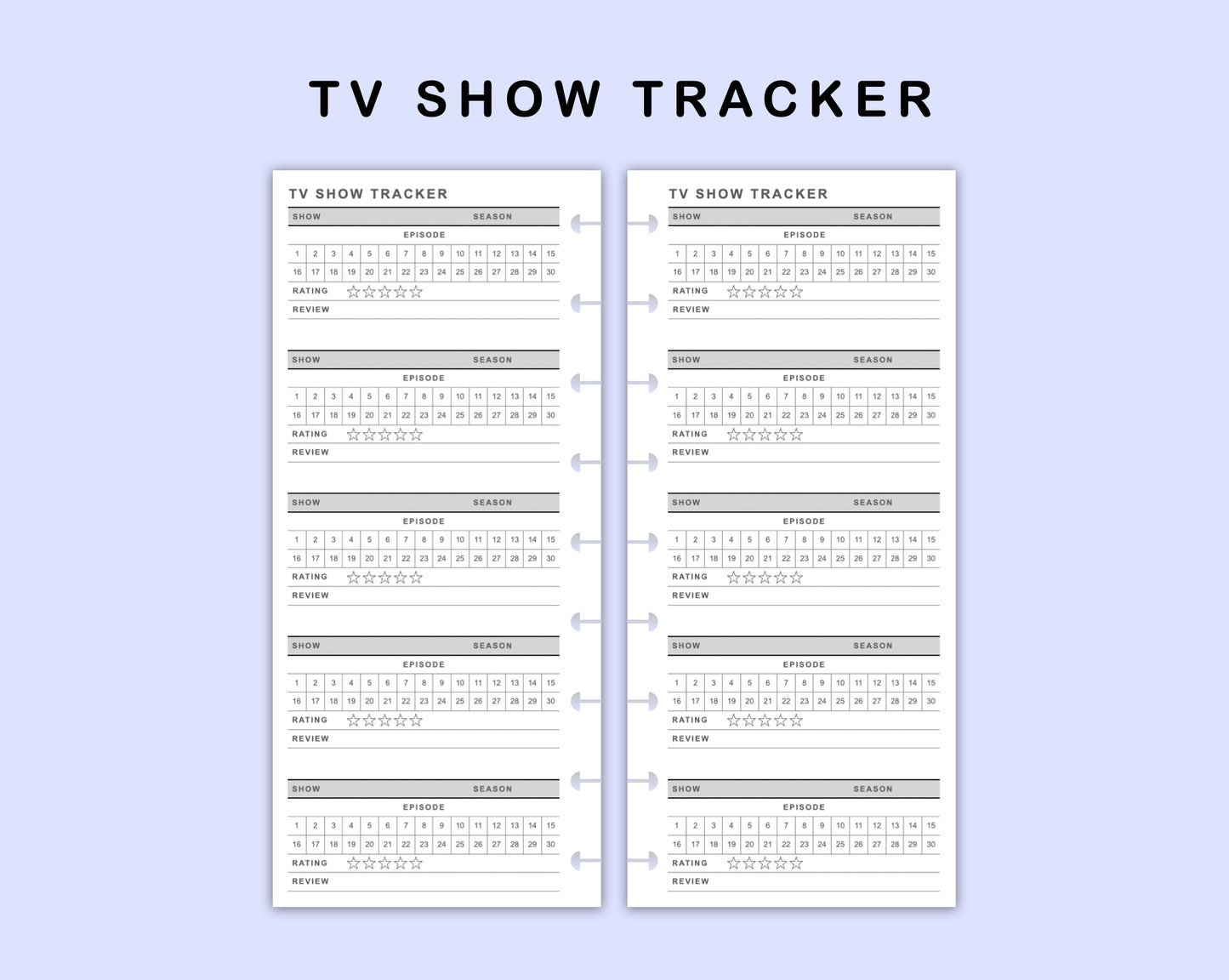 Skinny Classic HP Inserts - TV Show Tracker