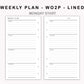 Personal Inserts - Weekly Plan - WO2P - Lined