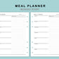 B6 Wide Inserts - Meal Planner with Grocery List