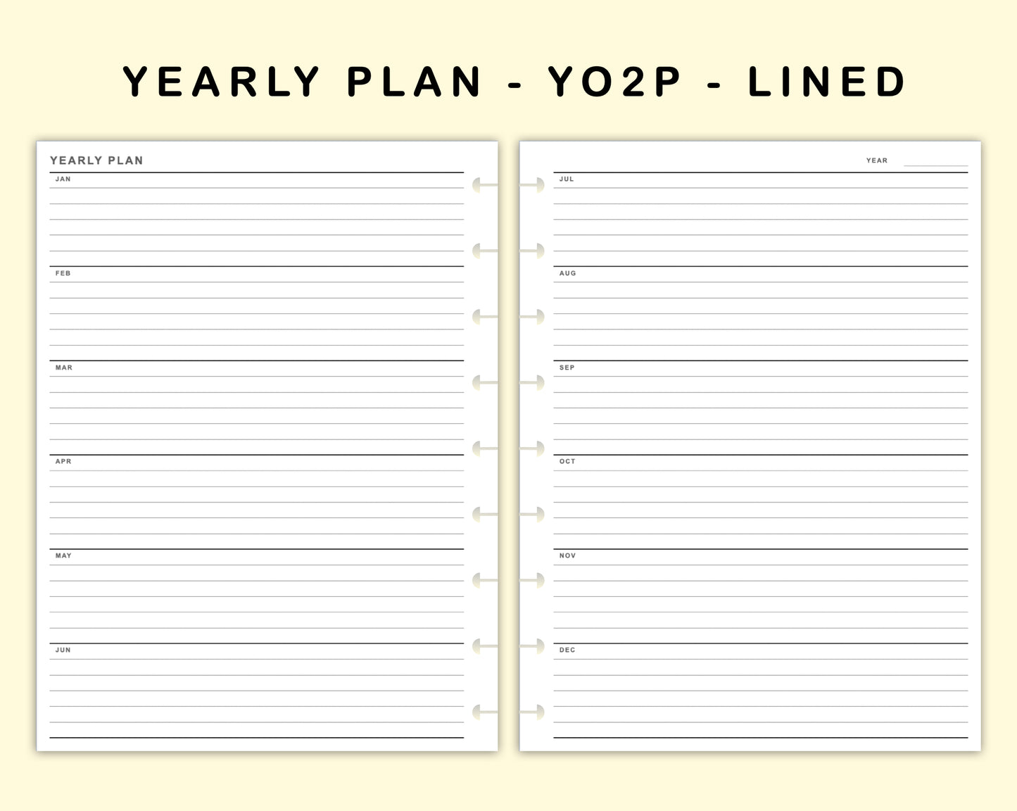 Classic HP Inserts - Yearly Plan - YO2P - Lined