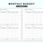 Personal Wide Inserts - Monthly Budget